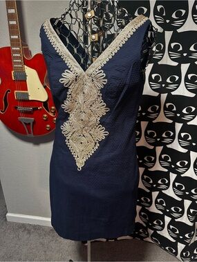 Lilly Pulitzer | Dresses | Lilly Pulitzer Blue Dress With Gold Accents |  Poshmark